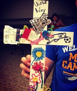 Each mission group made a cross with objects that represented their mission experience.